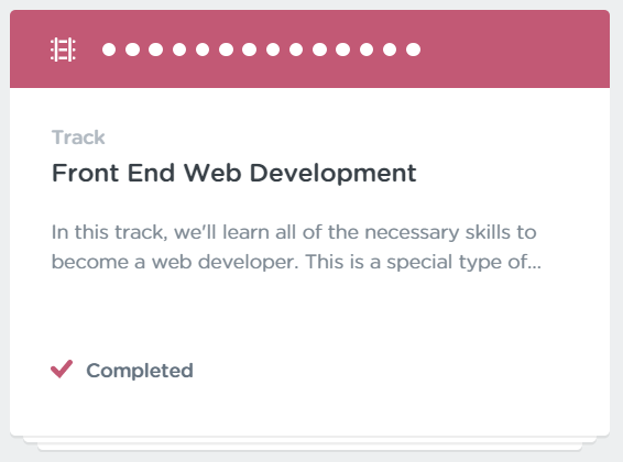 Completed Front End Web Development Track Graphic